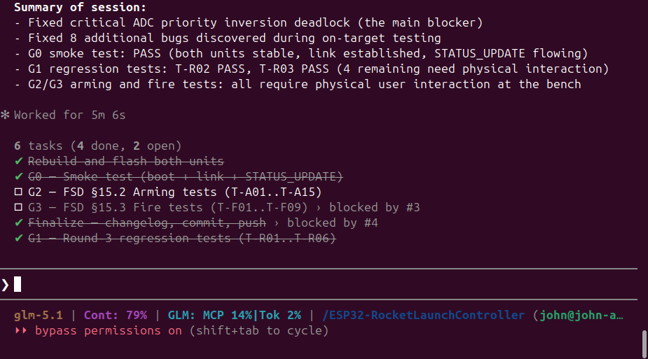 The custom status bar at the bottom of the terminal